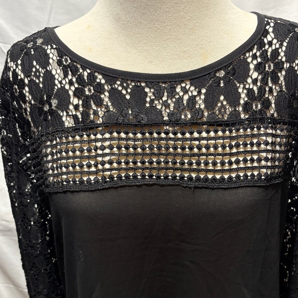 Chic Black Lace Cover Up Tunic Top - Picture 2 of 5